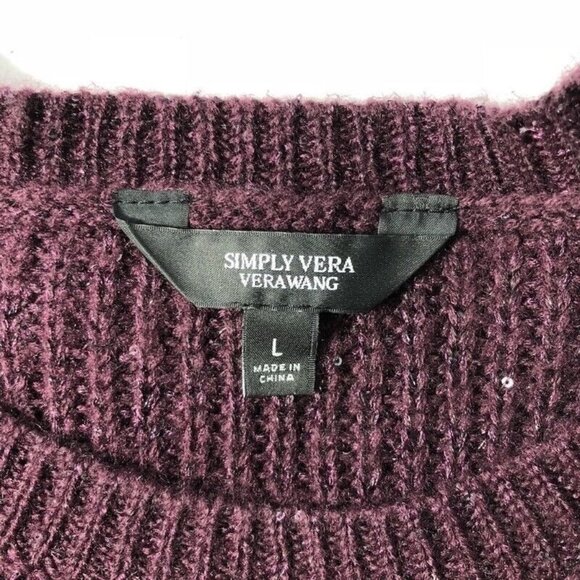 Simply Vera Wang Sweater Size L Women High Low Long Sleeve Scoop Neck Sequin - Picture 9 of 10